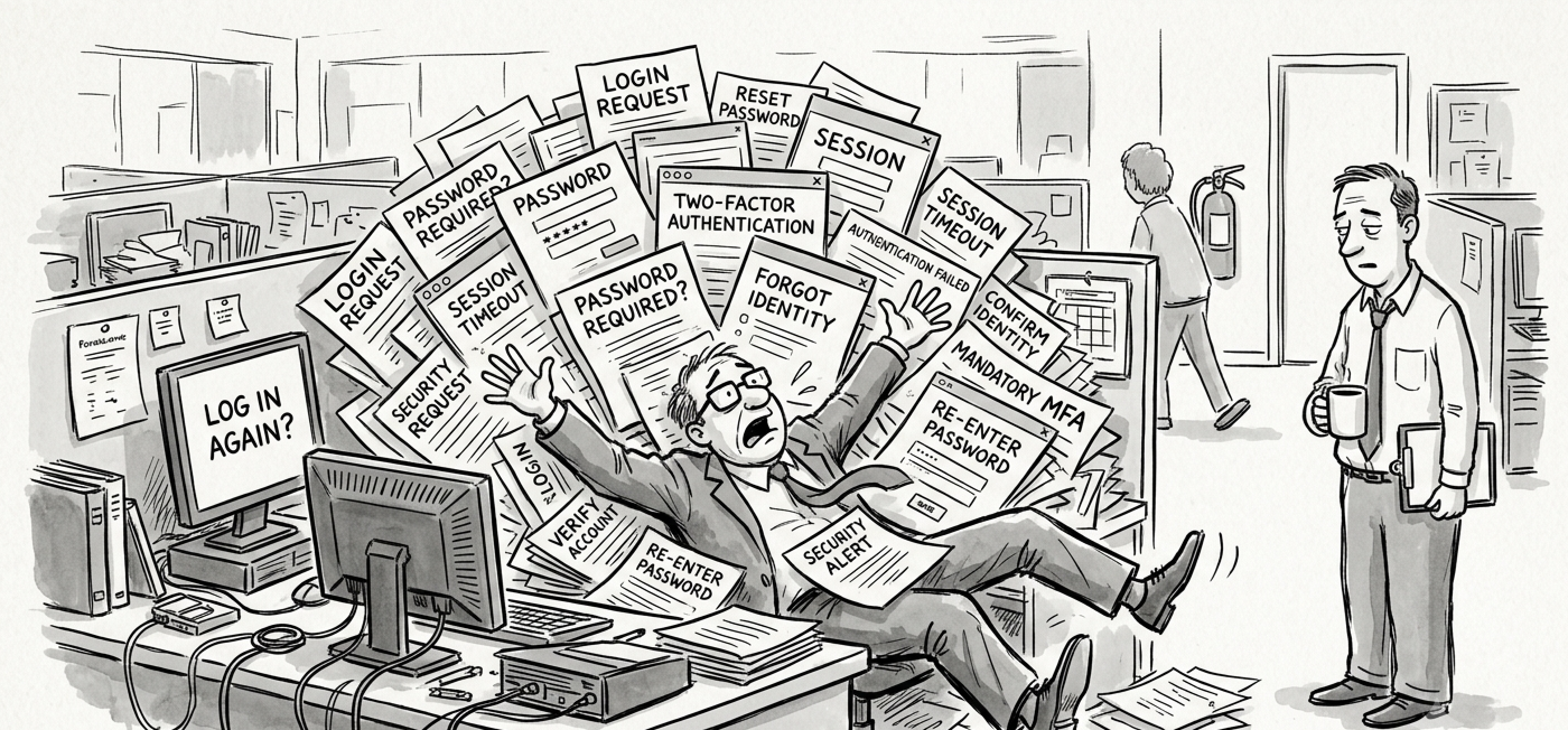 Cartoon of a man being prompted to death